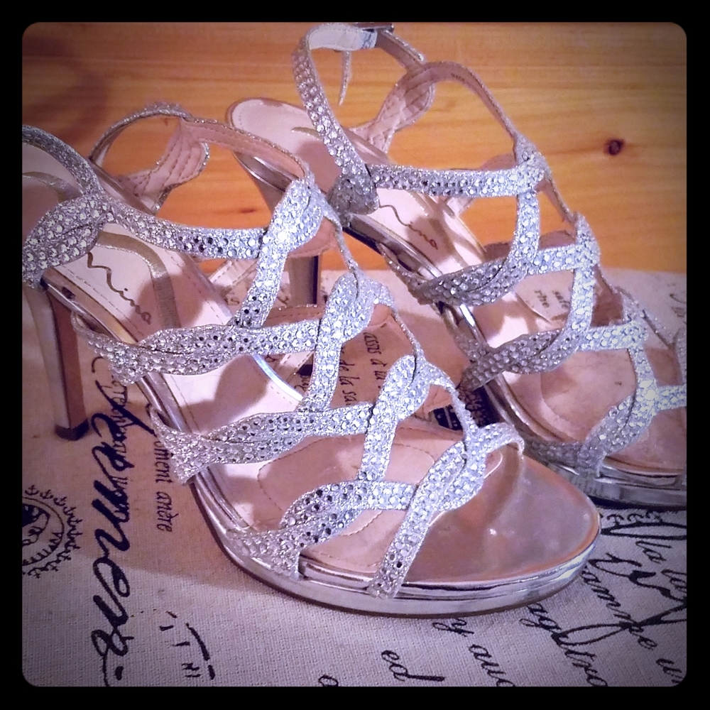 Nina silver bling heels